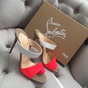 🧡 New Christian Louboutin White Nude Neon Heels Sandel
